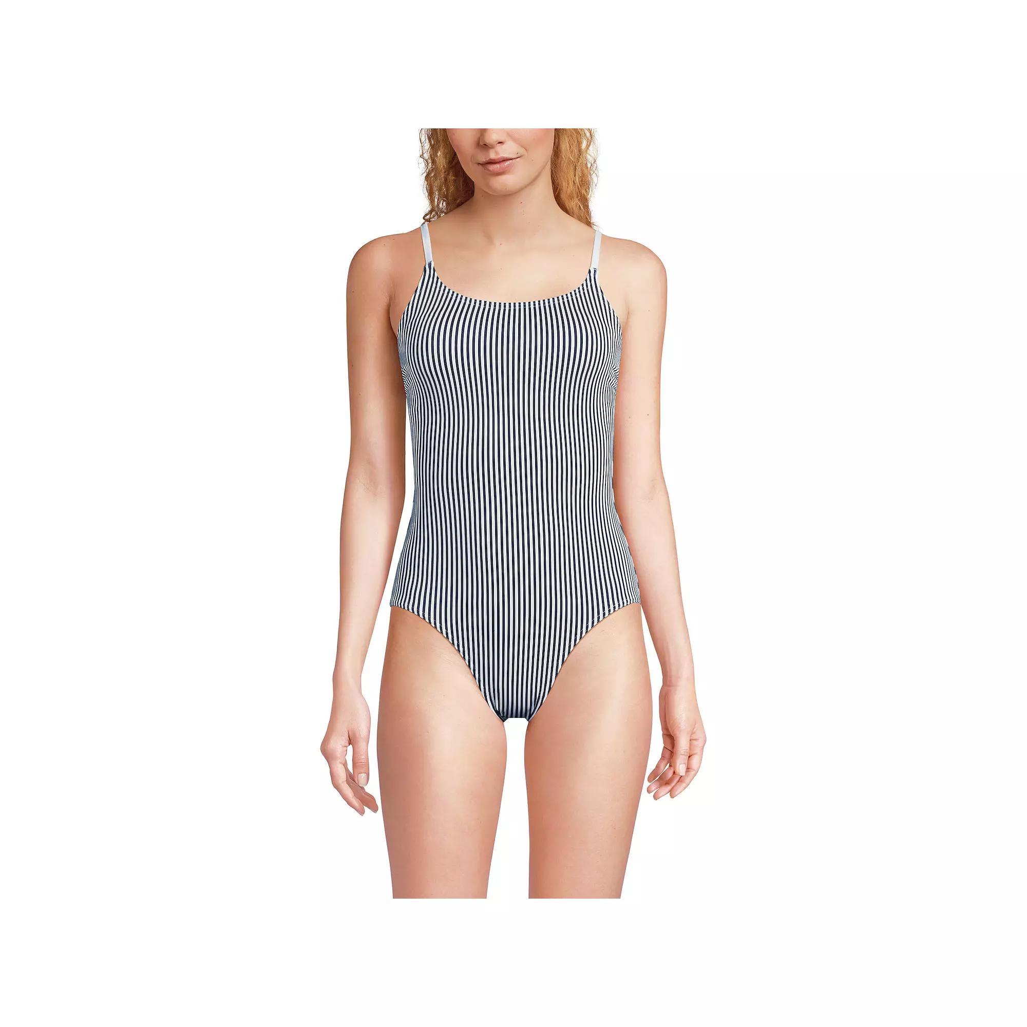 Women's Lands' End Thin Strap One-Piece Swimsuit, Size: 14, Mint Orange Ombre Product Image