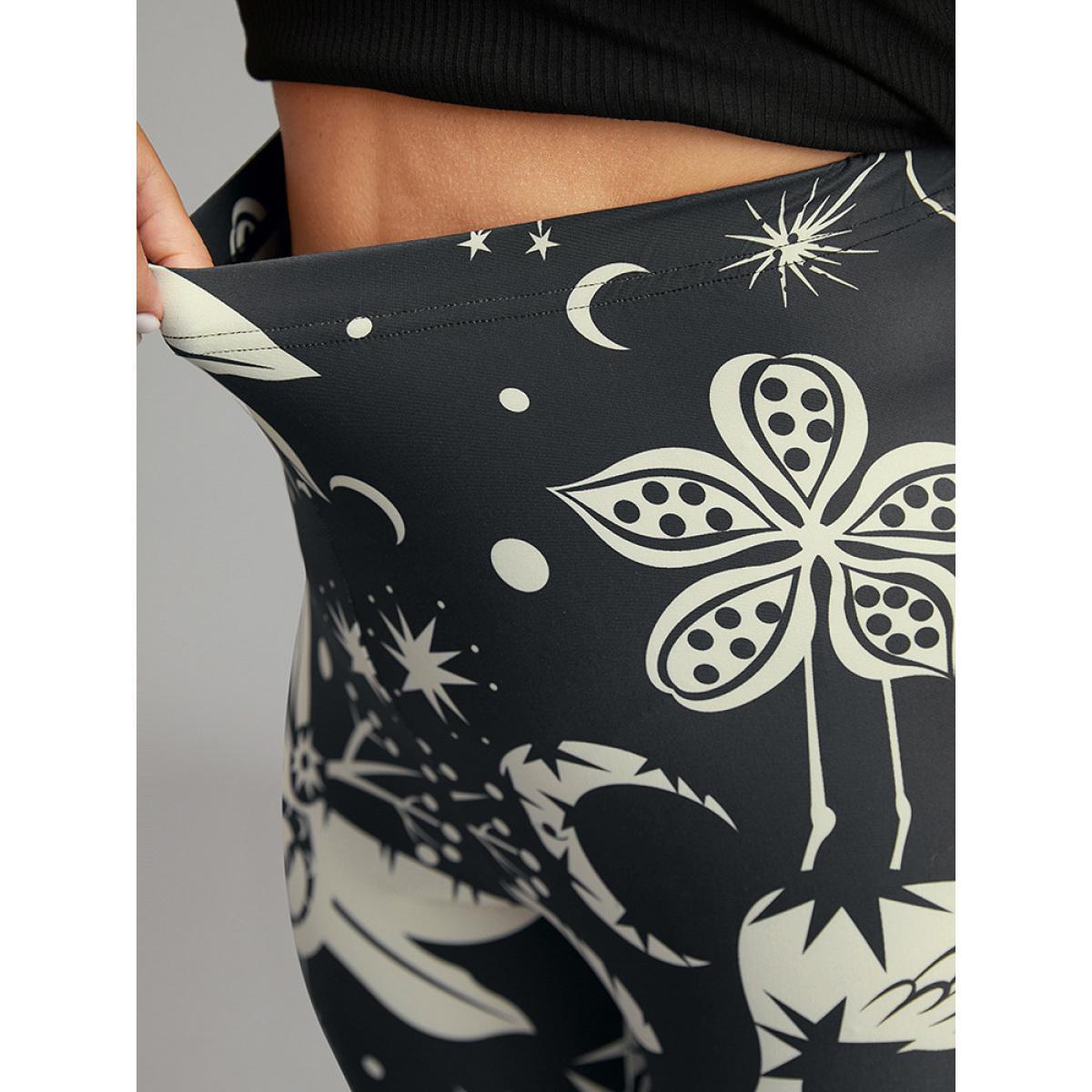 Plus Size Natural Print High Rise Skinny Leggings Women Black Casual High stretch Skinny High Rise Everyday Leggings BloomChic 10/M Product Image