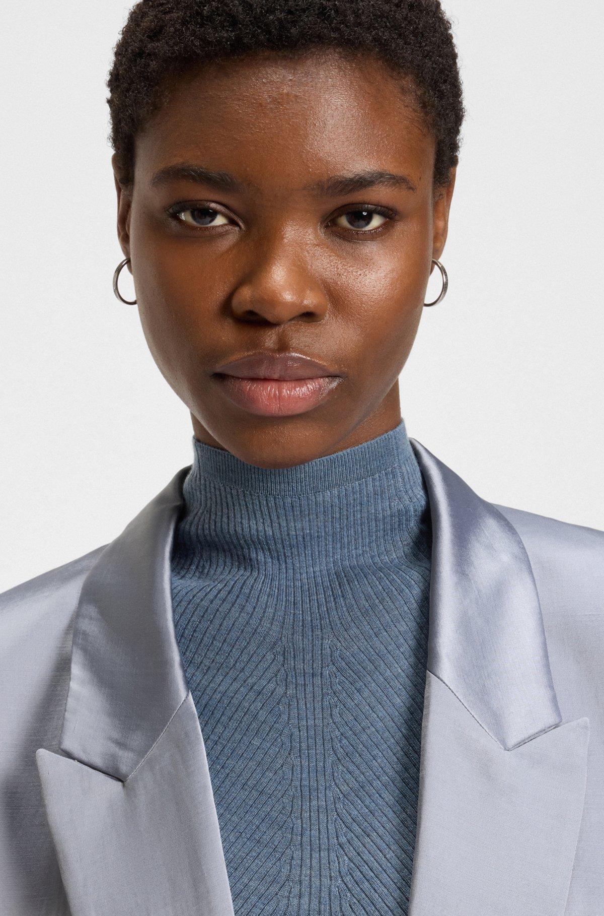 BOSS - Relaxed-fit blazer in sateen - Light Grey Product Image