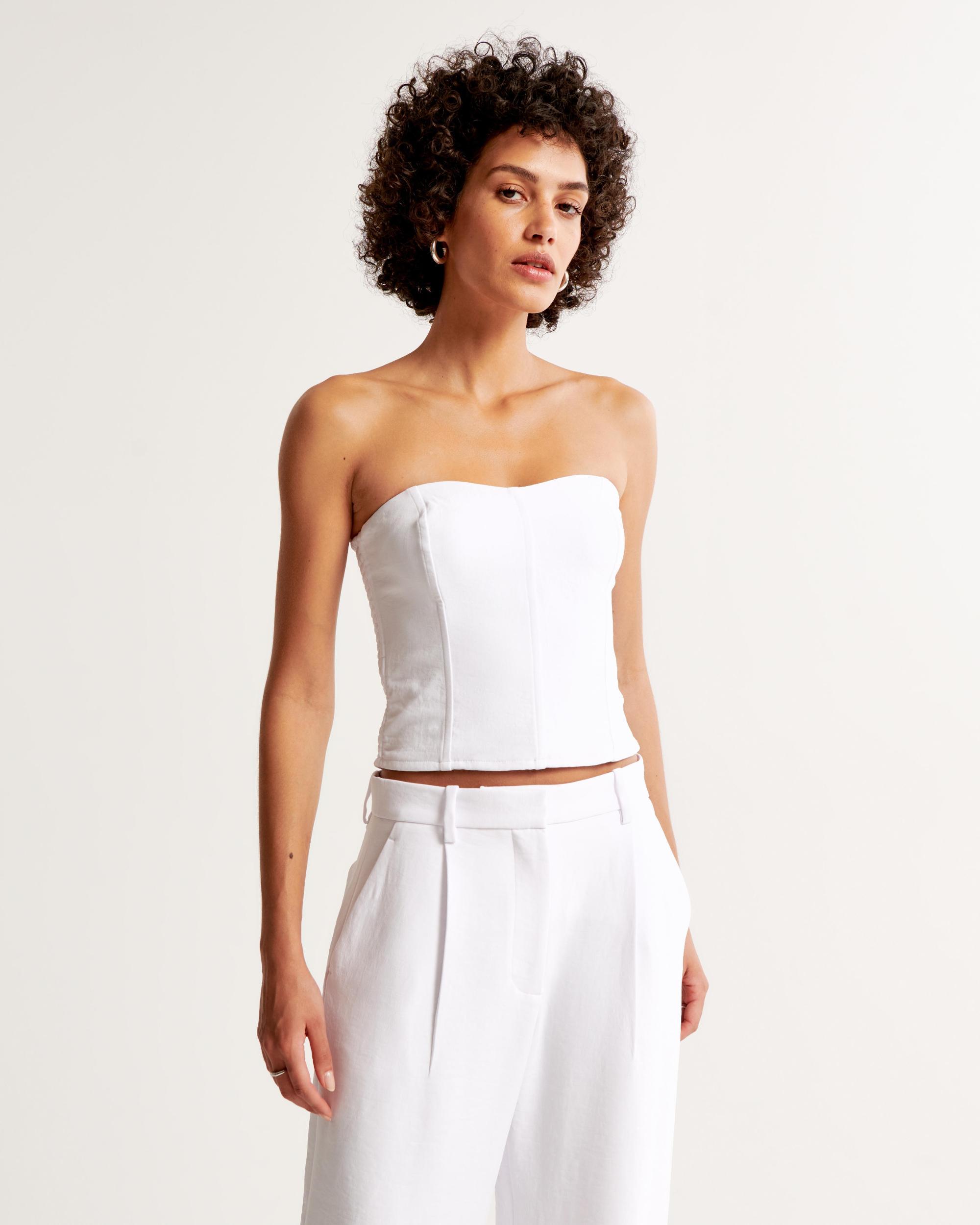 Strapless Premium Crepe Corset Set Top Product Image