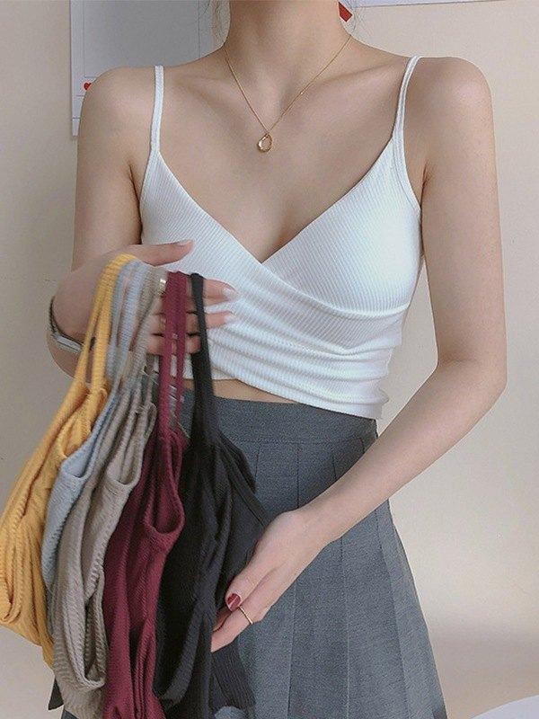 Criss Cross Ribbed Crop Cami Top Product Image