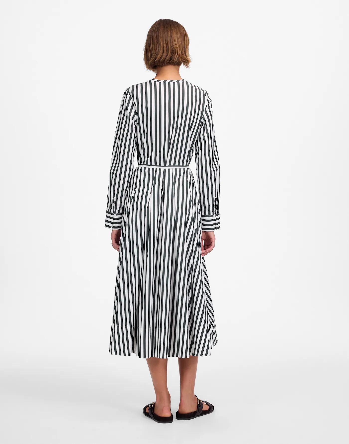 Tie-Waist Midi Shirtdress in Stripe Product Image