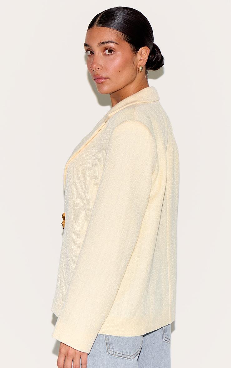 Petite Buttercream Trim Detail Textured Blazer Product Image