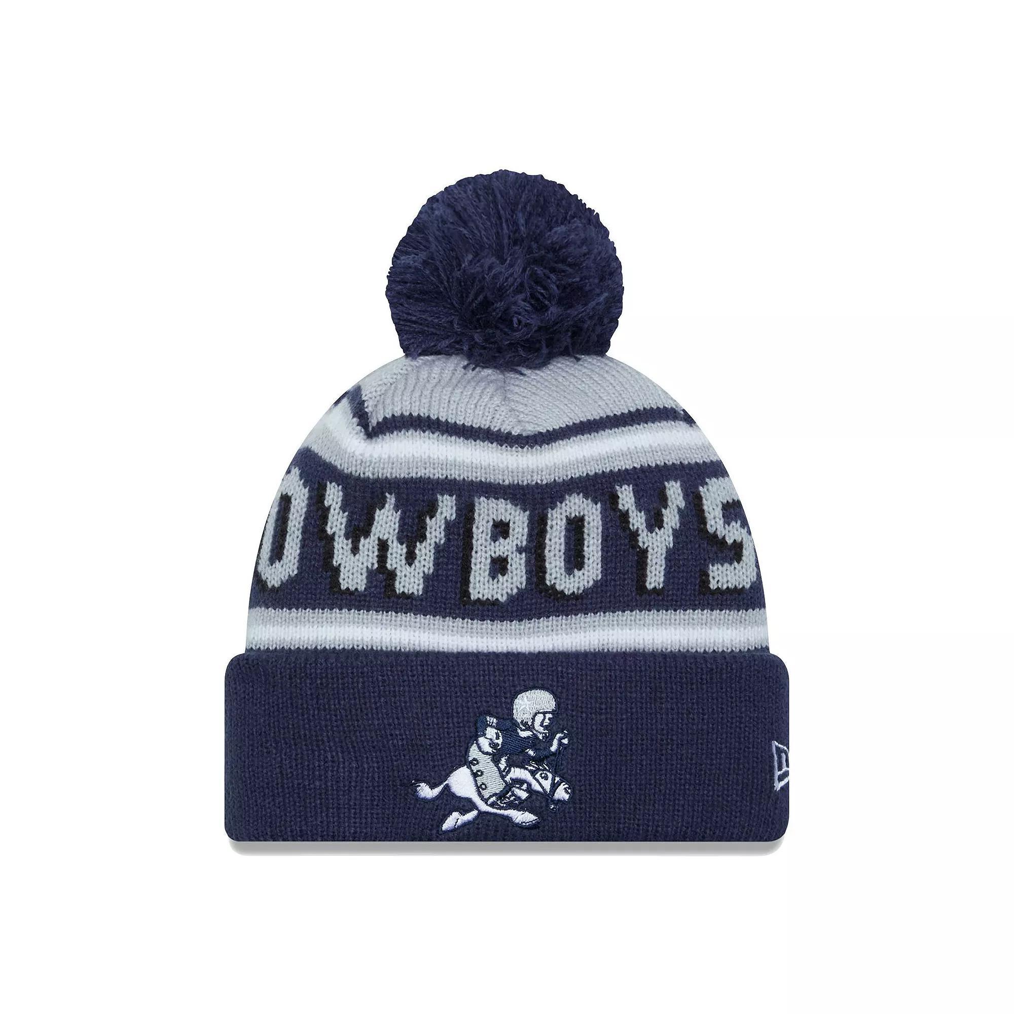Mens New Era Dallas Cowboys Retro Joe Main Cuffed Knit Hat with Pom, Blue Product Image