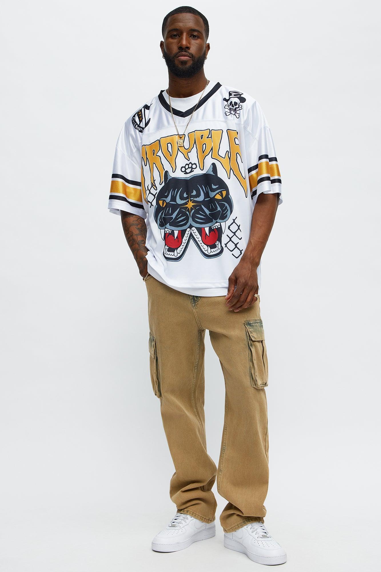 Here Comes Trouble Football Jersey - White/combo Product Image