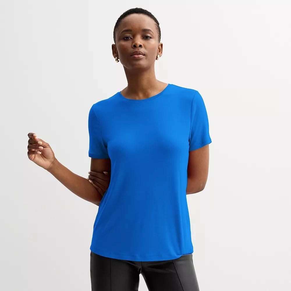 Petite Nine West Essential Crewneck Tee, Women's, Size: Large Petite, Hanover Blue Product Image
