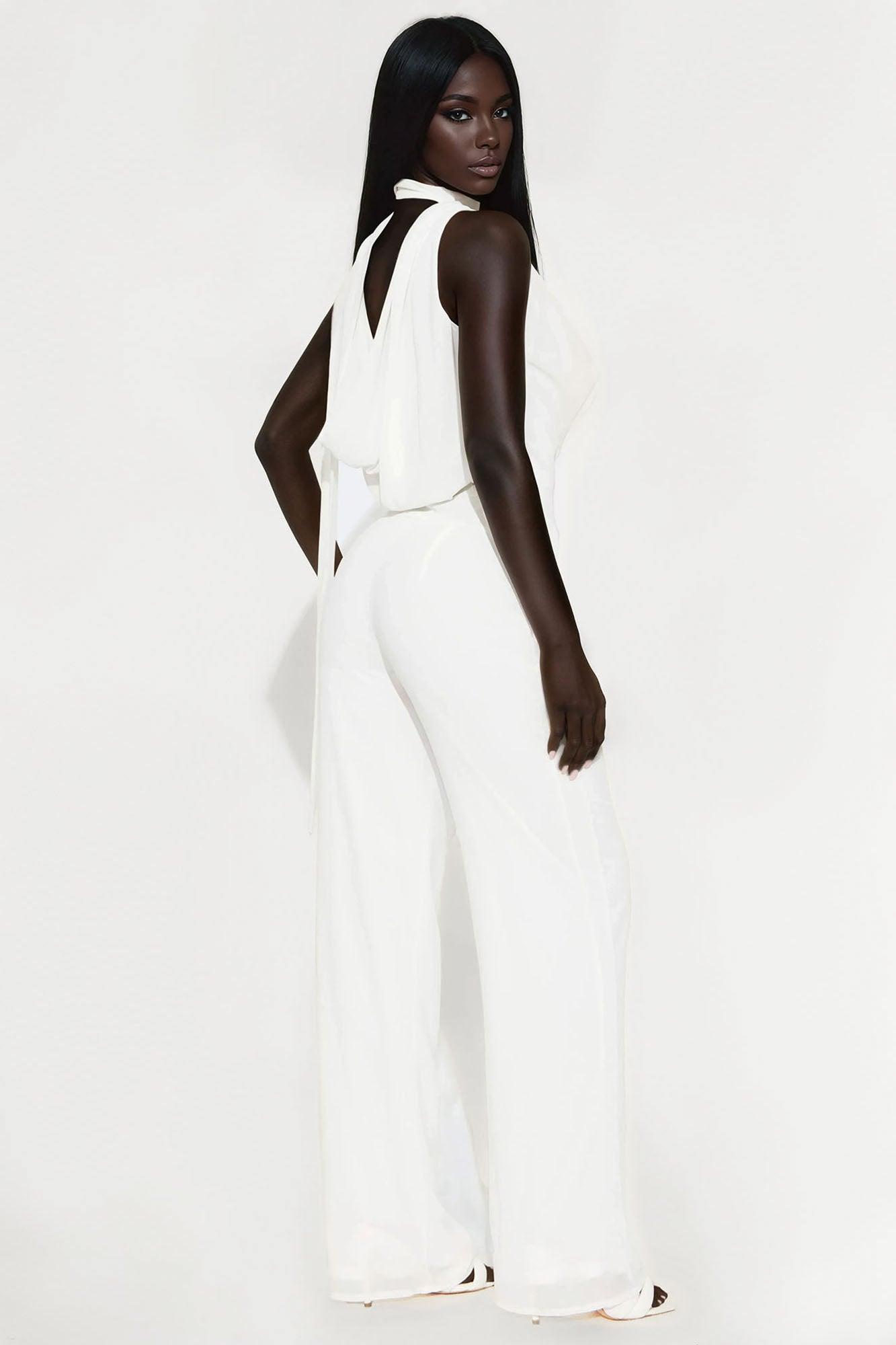 Want You Back Chiffon Jumpsuit - White Product Image