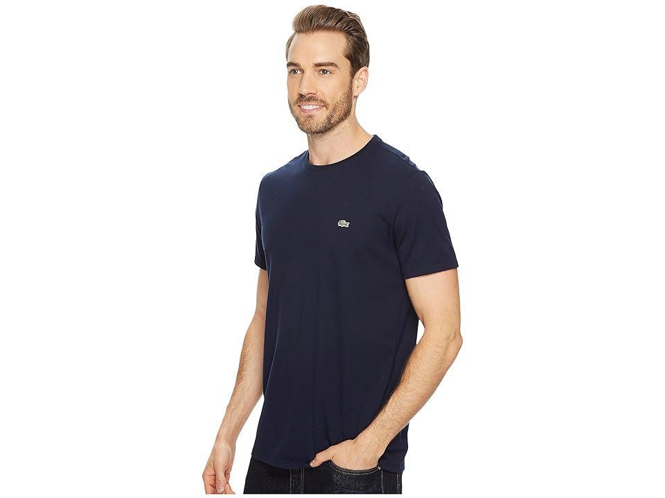 Lacoste Short Sleeve Pima Crew Neck Tee Blue) Men's T Shirt Product Image