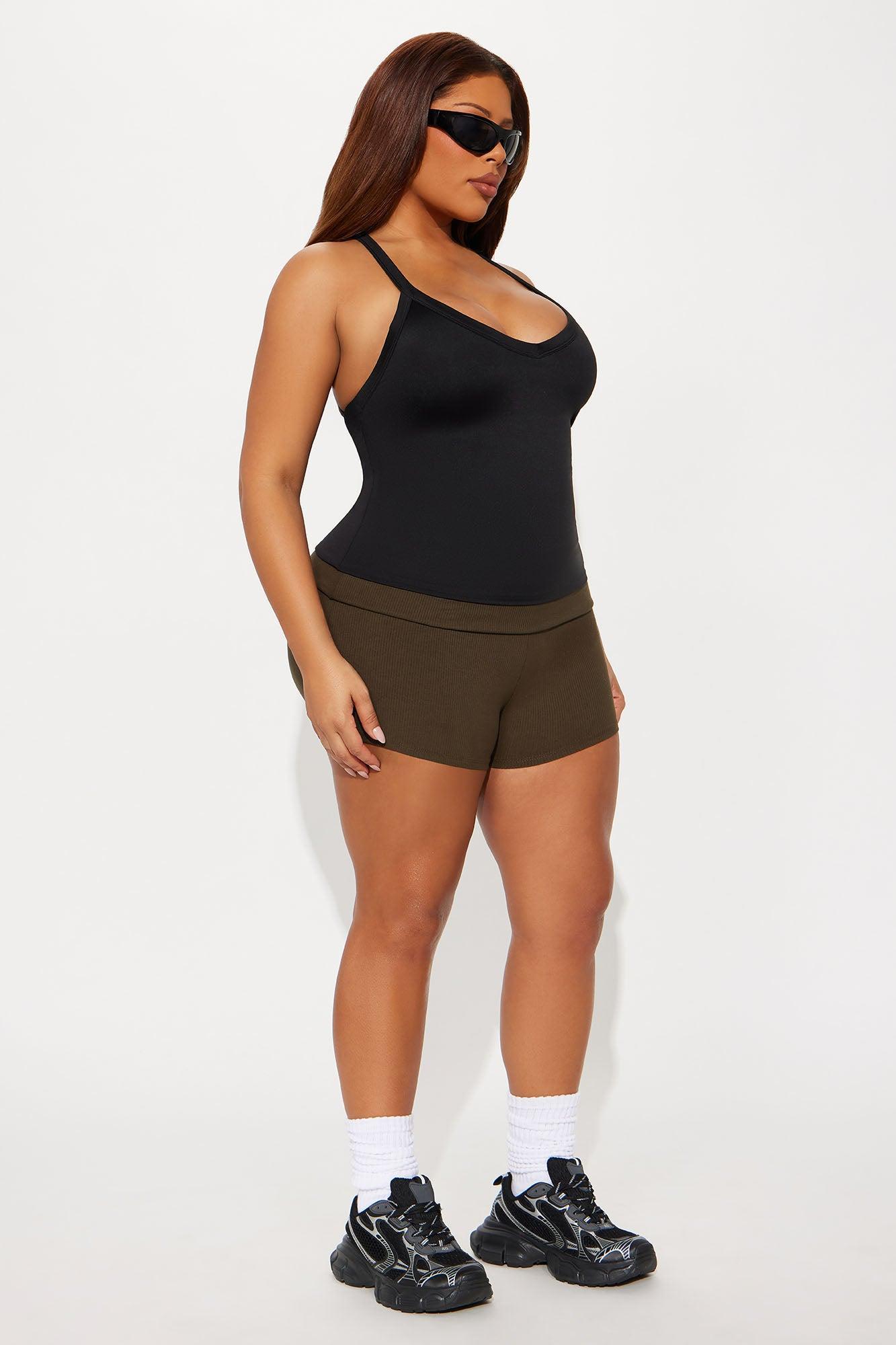 Contour Double Lined V Neck Tank Top - Black Product Image