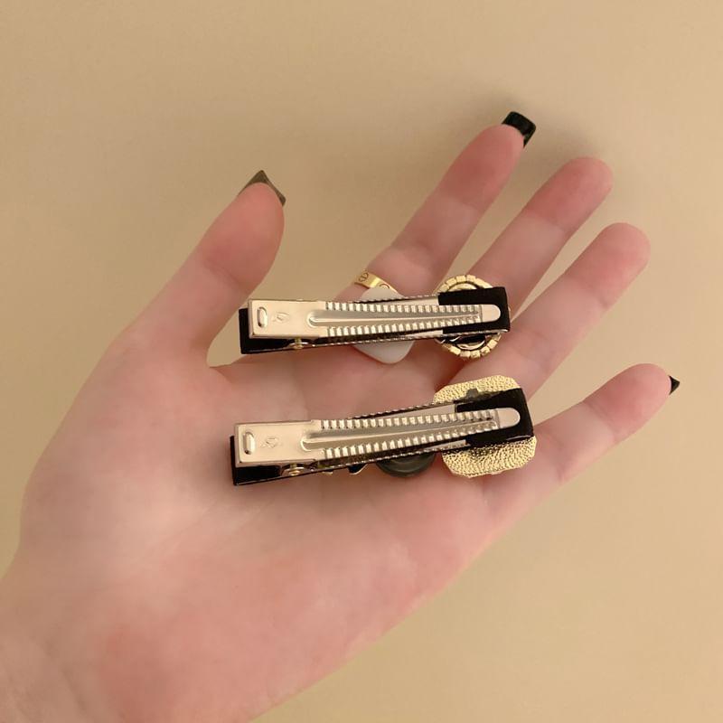 Rhinestone Faux Pearl Hair Clip Product Image