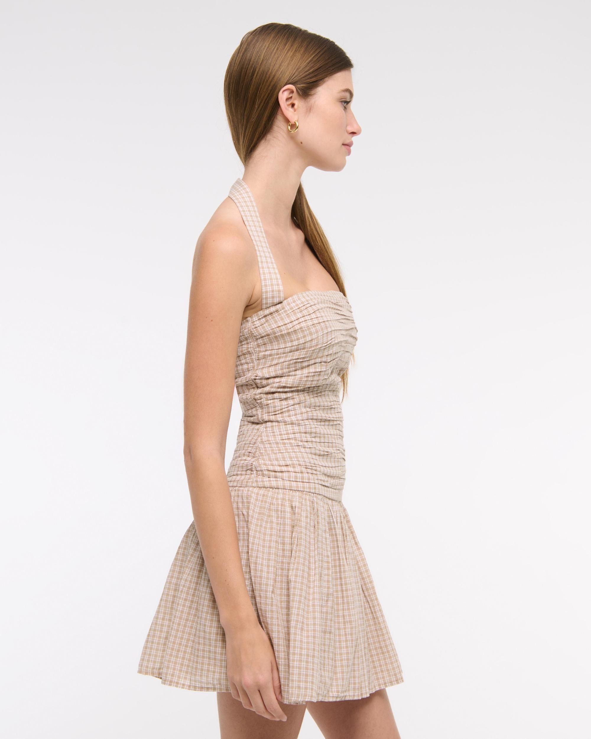 The A&F Emerson Drop-Waist Halter Mini Dress Product Image