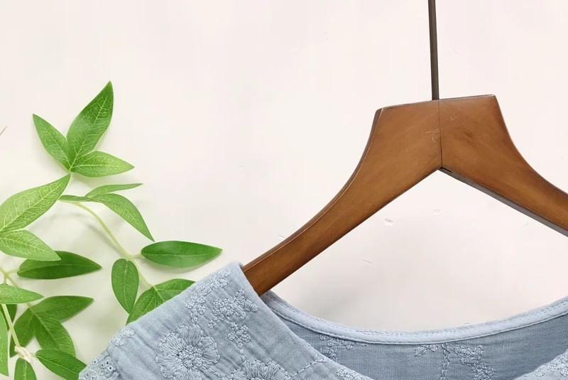 Frill Trim Collar Button-Up Plain Cardigan Product Image