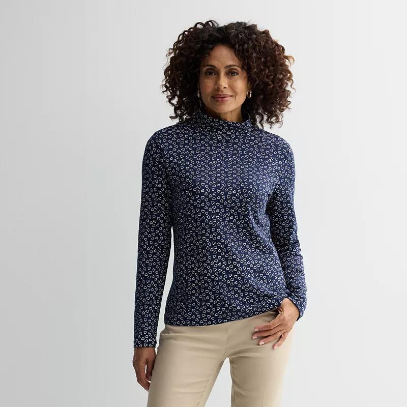 Petite Croft & Barrow Long Sleeve Mockneck Top, Womens Product Image