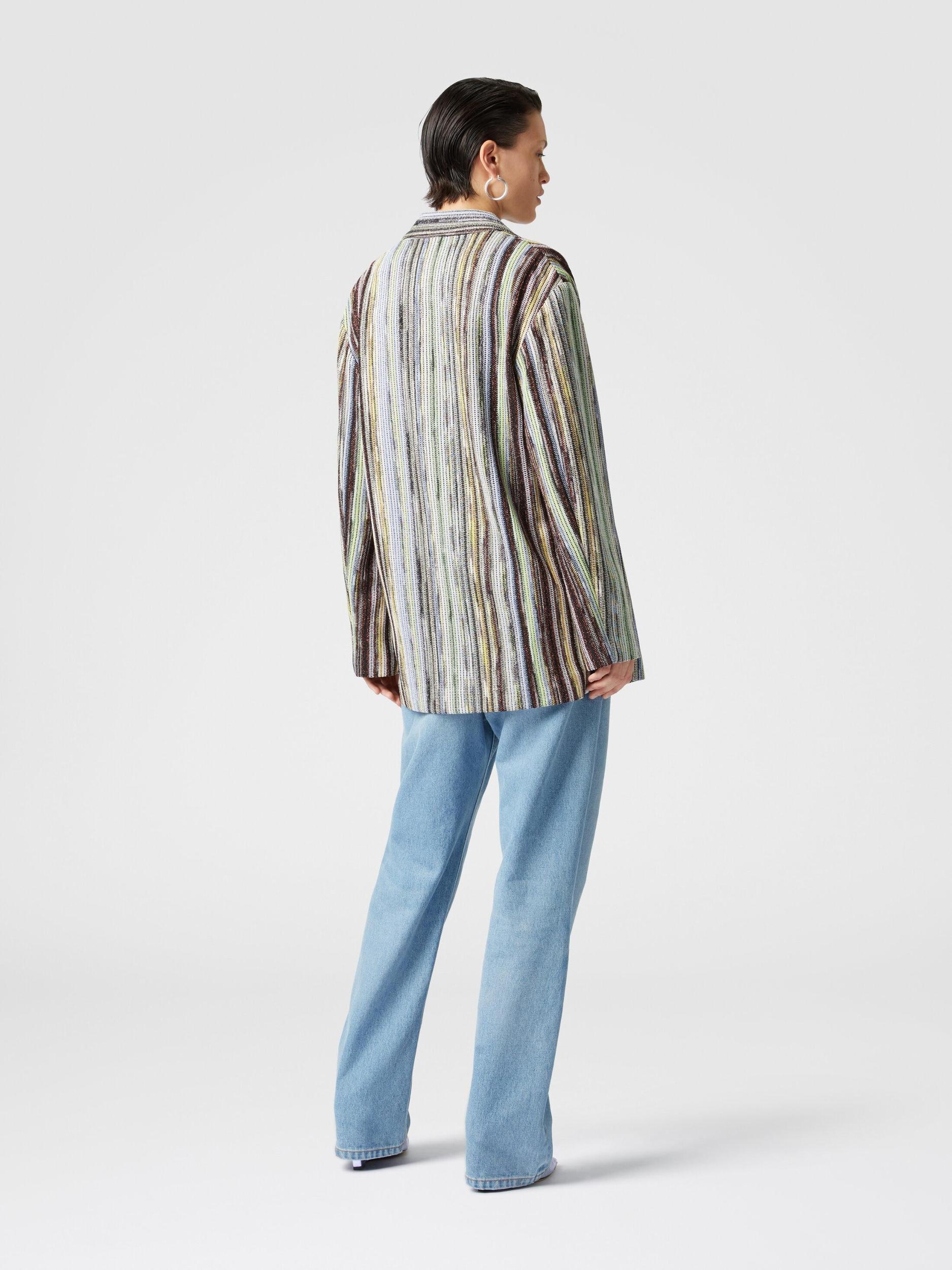 Double-breasted blazer in striped lamé slub viscose Product Image