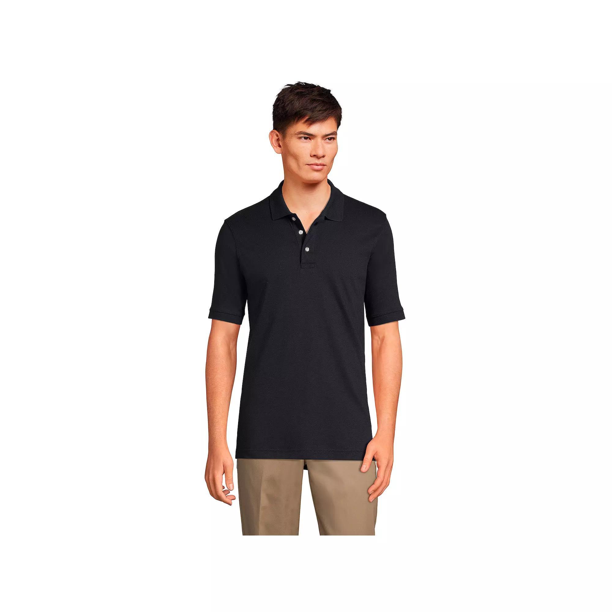 Men's Lands' End Short Sleeve Interlock Polo Shirt, Size: Large, Orange Spice Product Image