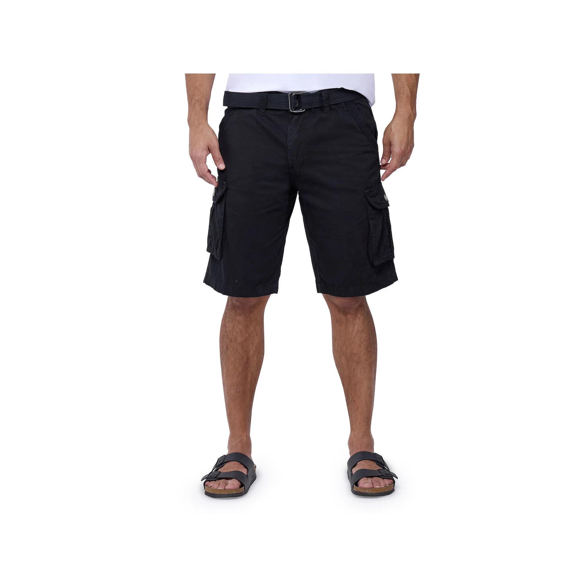 Men's RAW X by Xray Regular-Fit Belted Button Cargo Shorts, Size: 36, Black Product Image