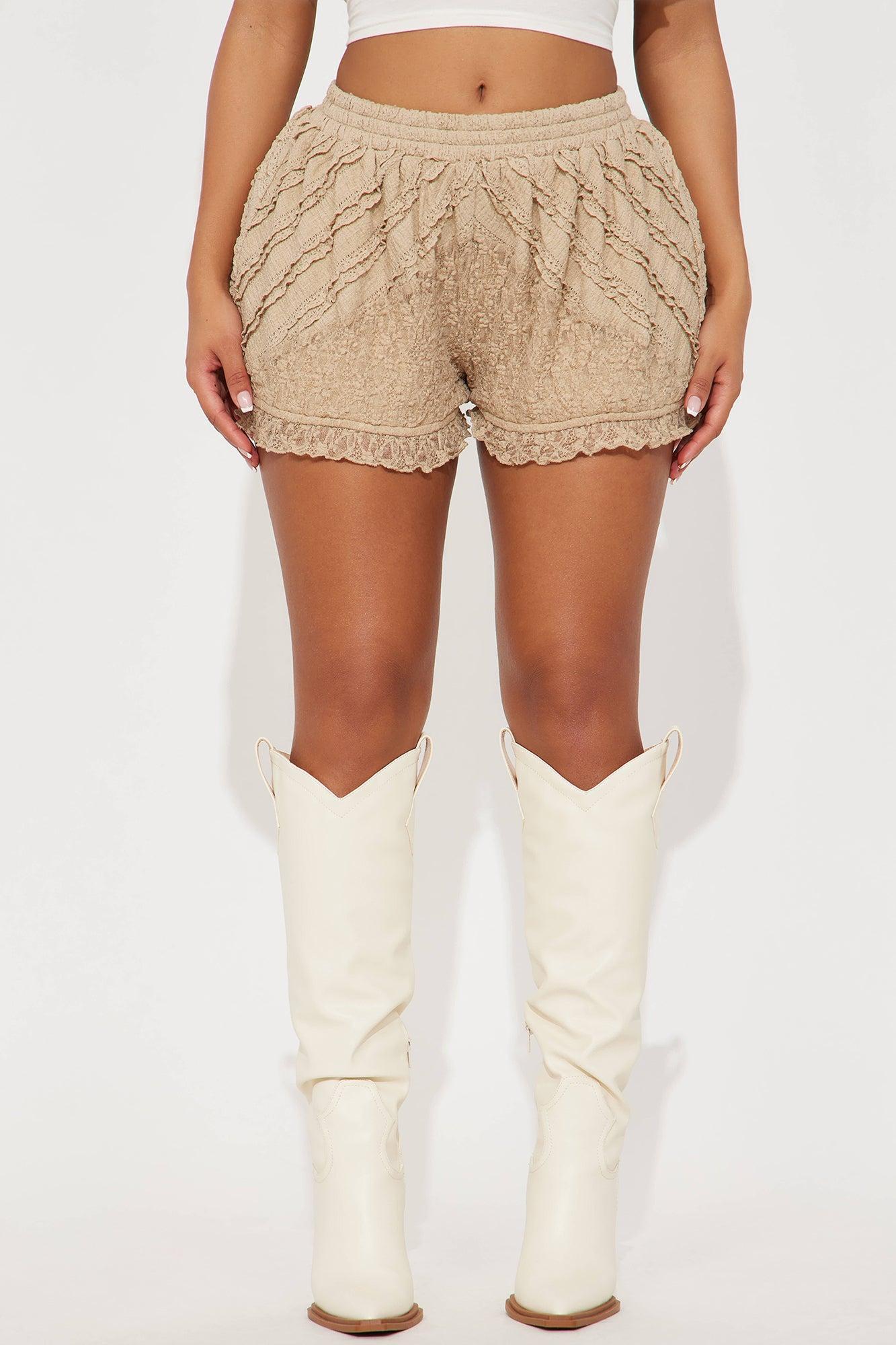 Evelyn Lace Bloomer Short - Taupe Product Image