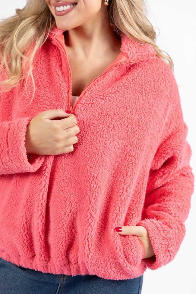 Stay Here Coral Sherpa Pullover Product Image