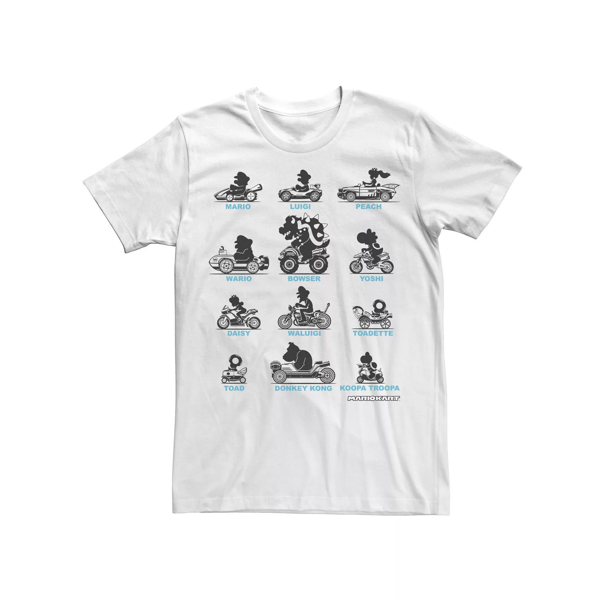 Men's Nintendo Super Mario Mario Kart Silhouette Racers Tee, Size: XL, White Product Image