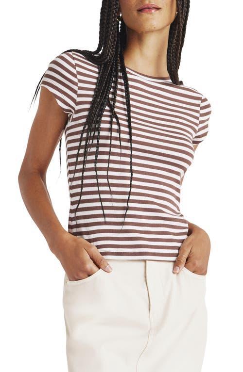 Splendid Benson Striped Short Sleeve Crew Tee (Ash Navy/Moonstone) Women's Clothing Product Image