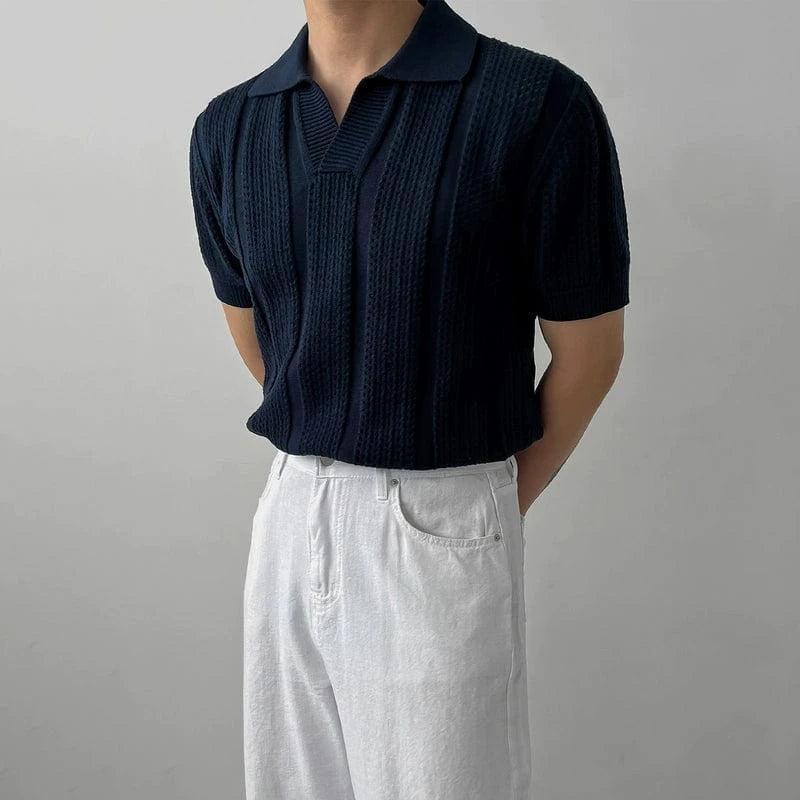 RT No. 18154 KNIT V-NECK POLO SHORT SLEEVE Product Image