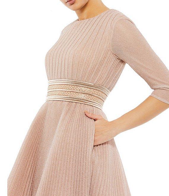 Mac Duggal 3/4 Sleeve Crew Neck Fit & Flare Mini Dress Product Image