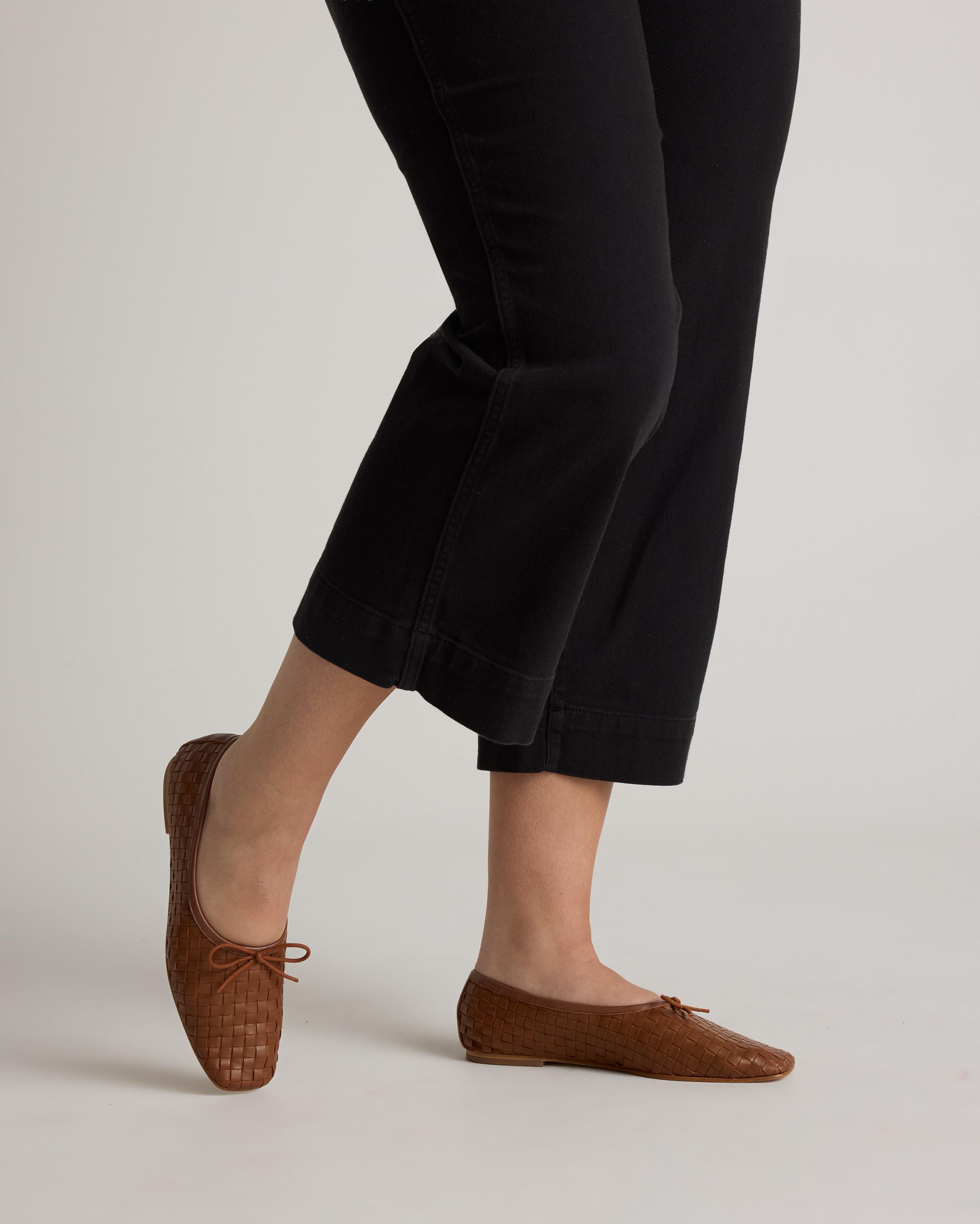 Quince | Women's Italian Leather Handwoven Square Toe Ballet Flat Product Image
