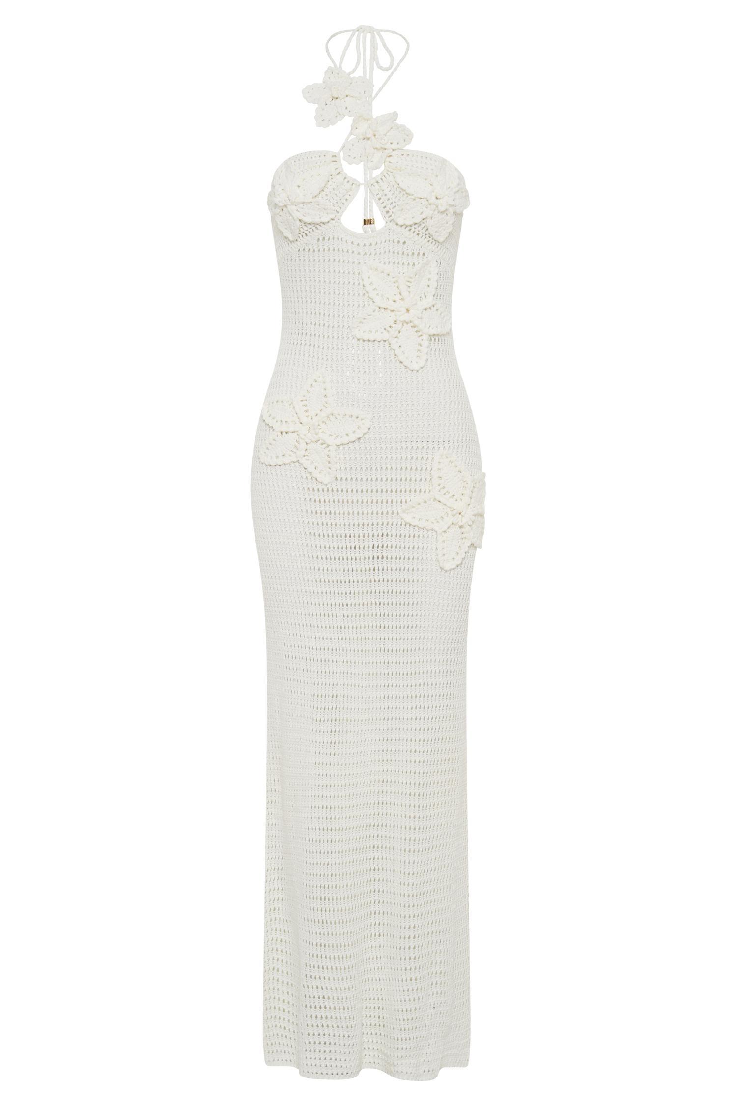 Kyla Floral Crochet Maxi Dress - Ivory Product Image
