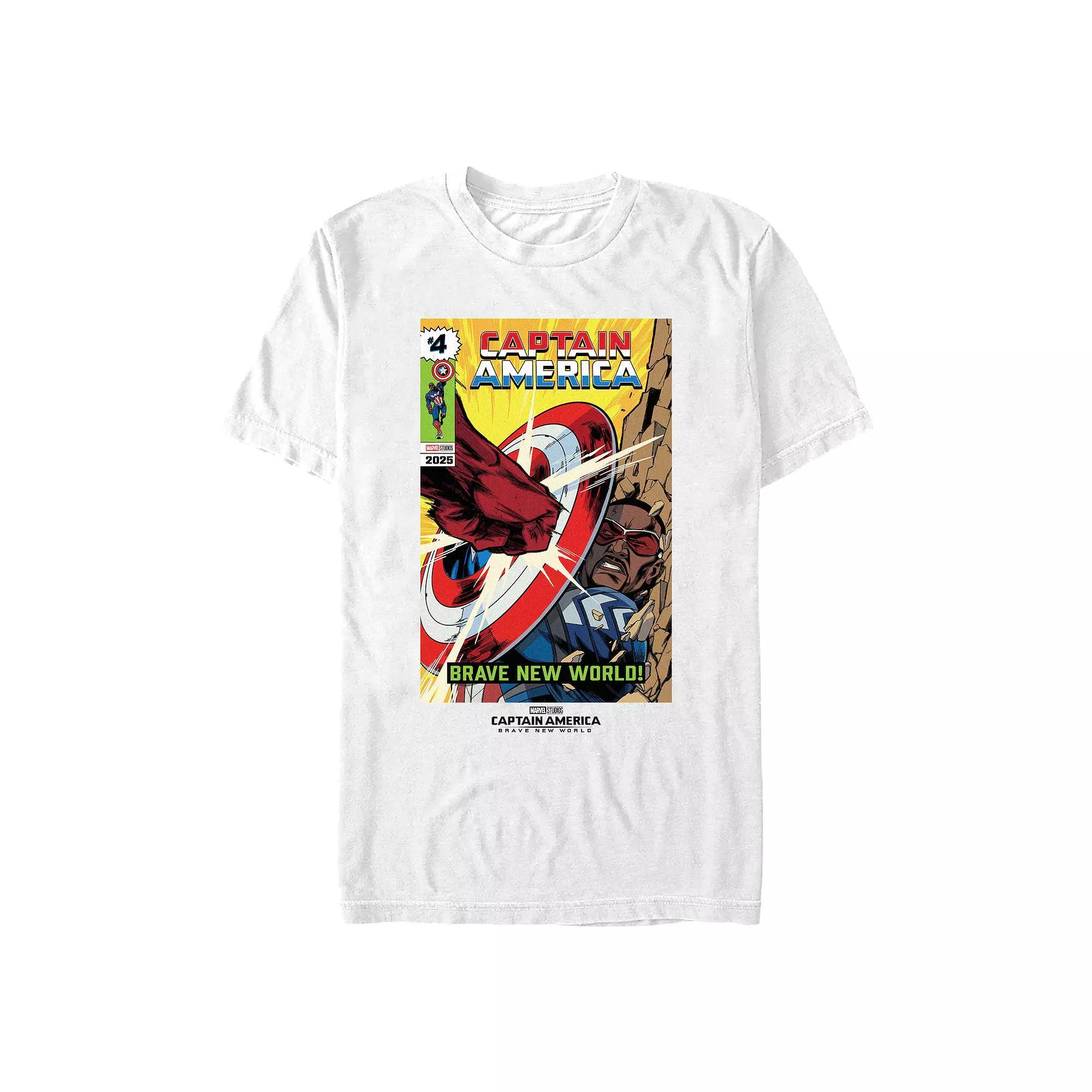 Men's Marvel Captain America Brave New World Shield Smash Cover Graphic Tee, Size: XXL, White Product Image