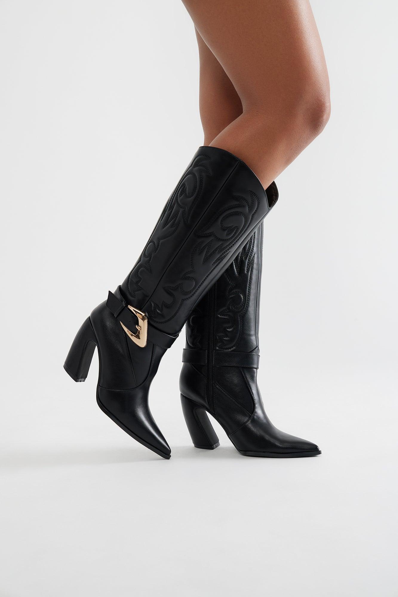 Andy Cowboy Boots - Black Product Image