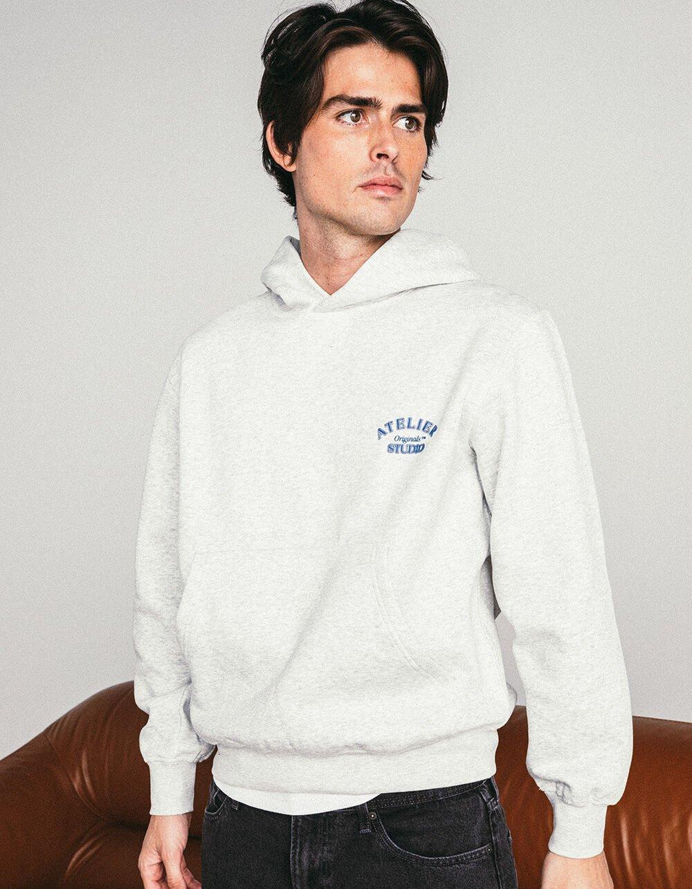 JACK & JONES Brooklyn Back Mens Hoodie - LIGHT GRAY Product Image