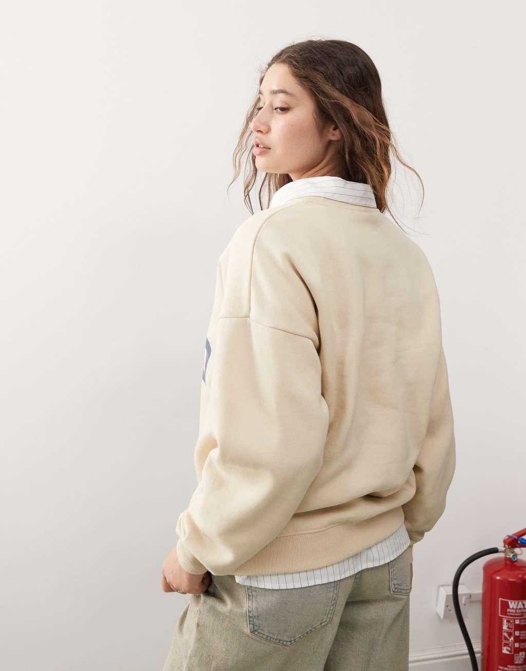 Daisy Street oversized natural sweatshirt with 1992 graphic Product Image