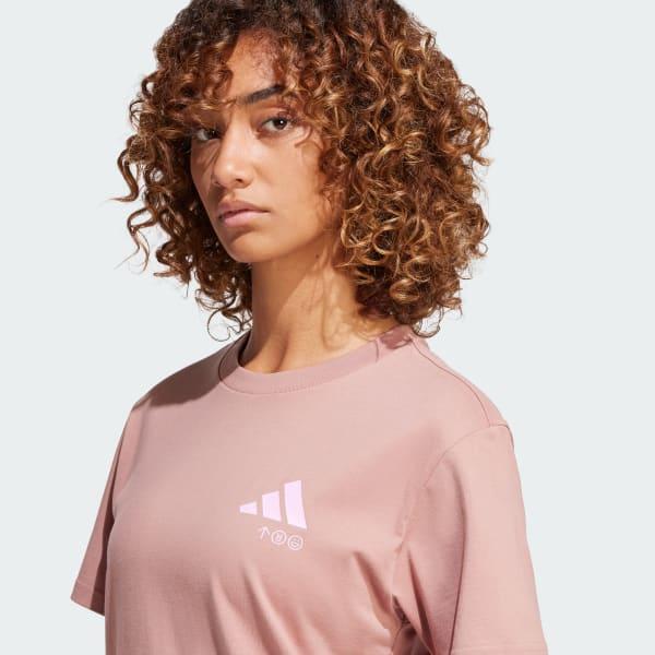adidas Lounge Verbiage Graphic Tee Wonder Silver 2XL Womens Product Image