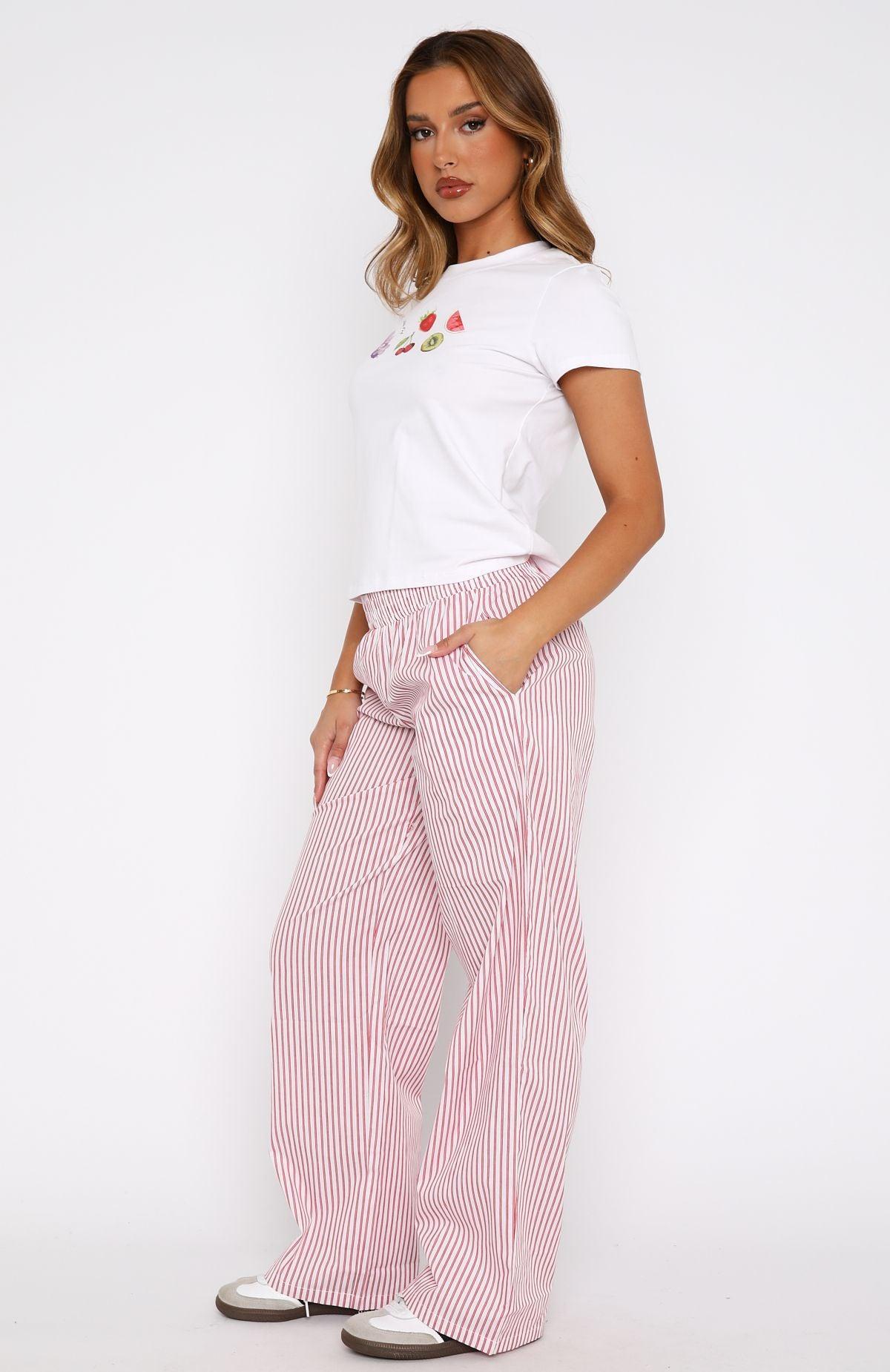 Not Scared Anymore Striped Pants Red Product Image