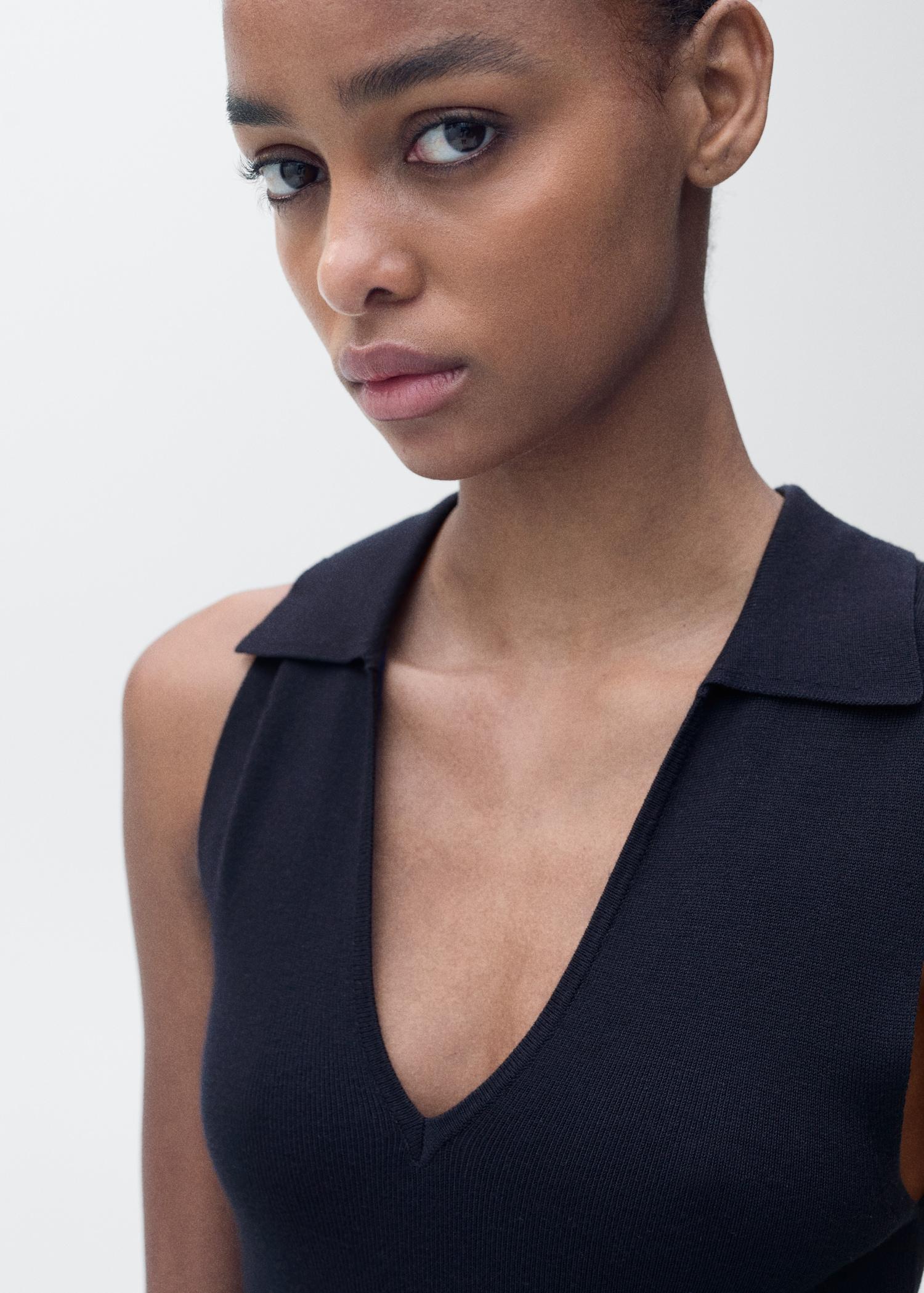 Knitted midi-dress with lapels - Women | MANGO USA Product Image