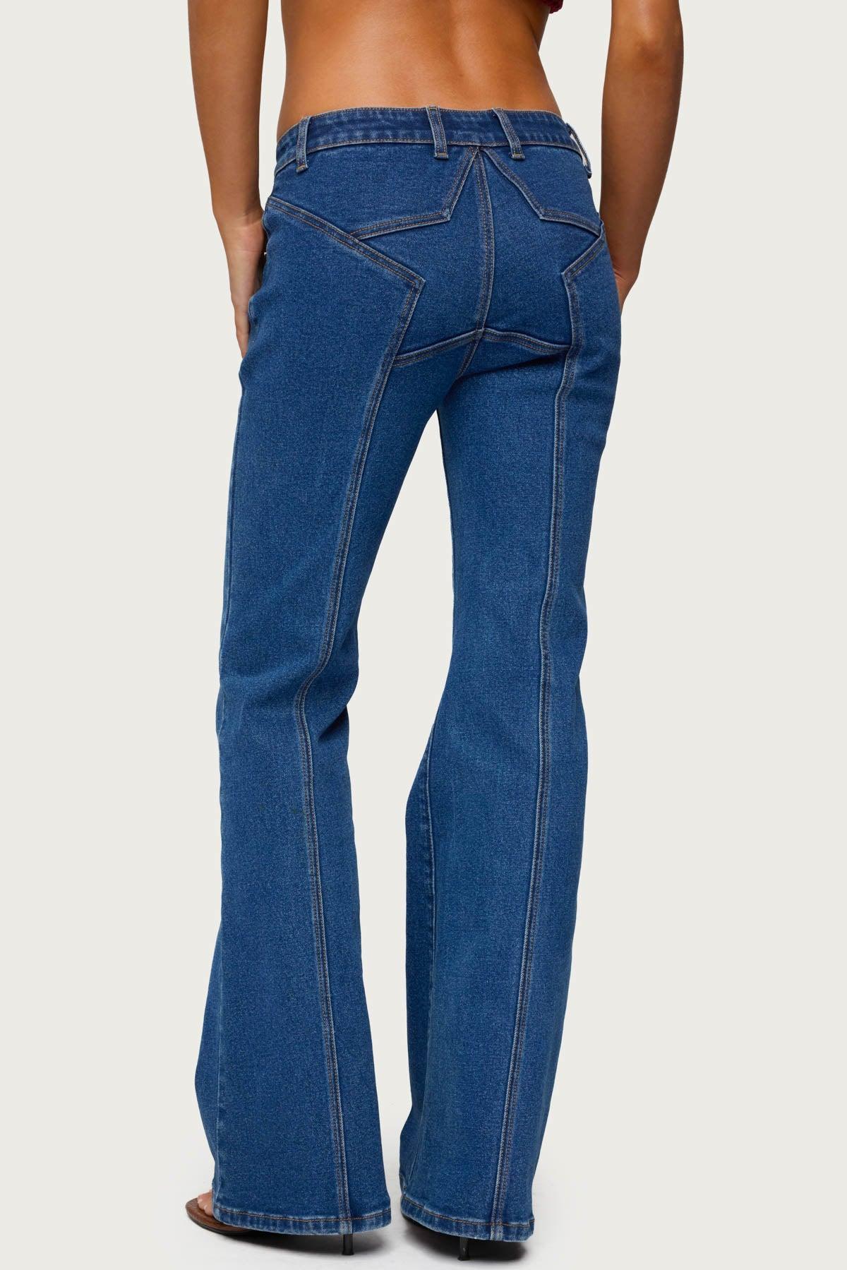 Starrie Panel Stitch Low Rise Jeans Product Image