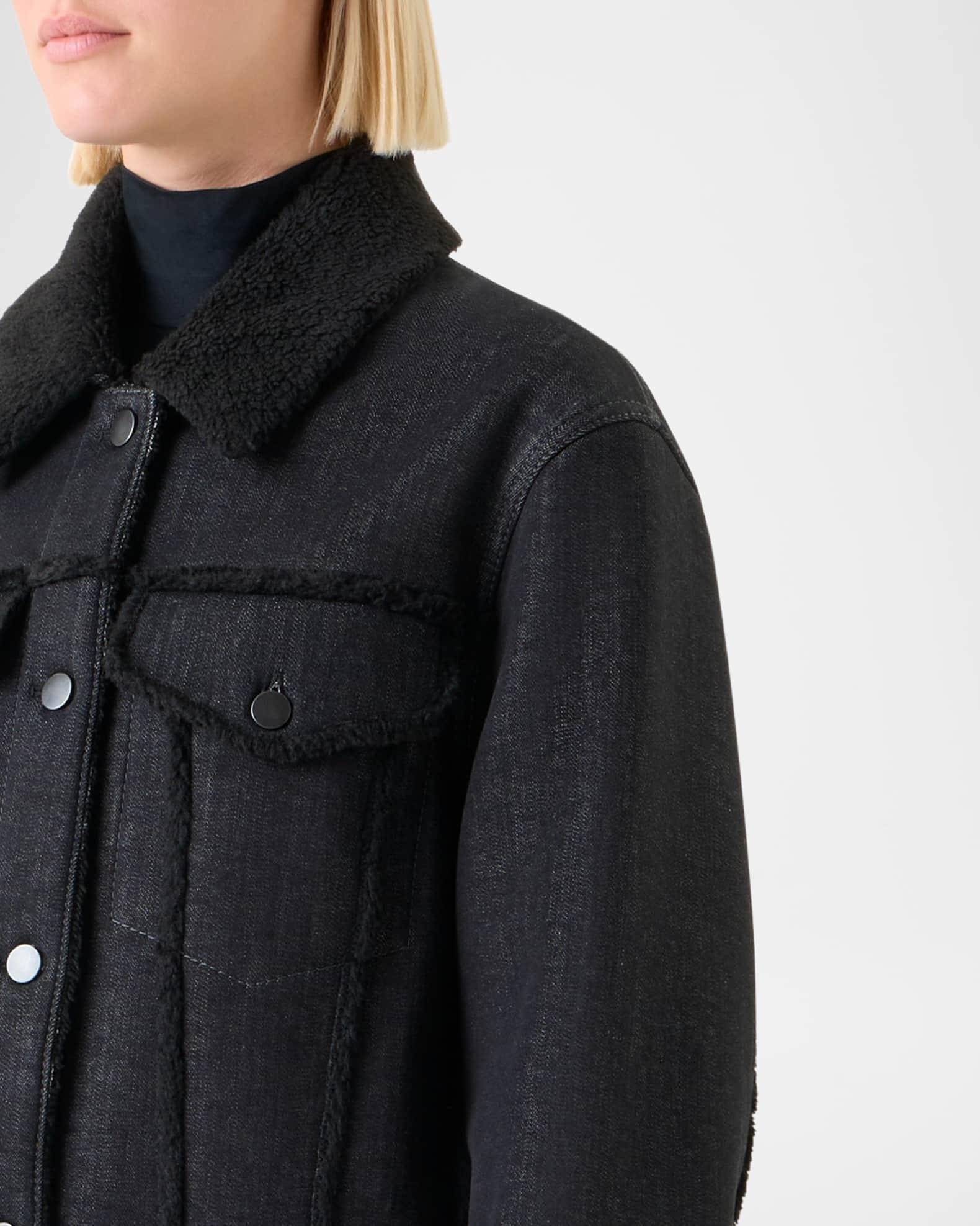 Faux-Fur Trim Denim Jacket Product Image