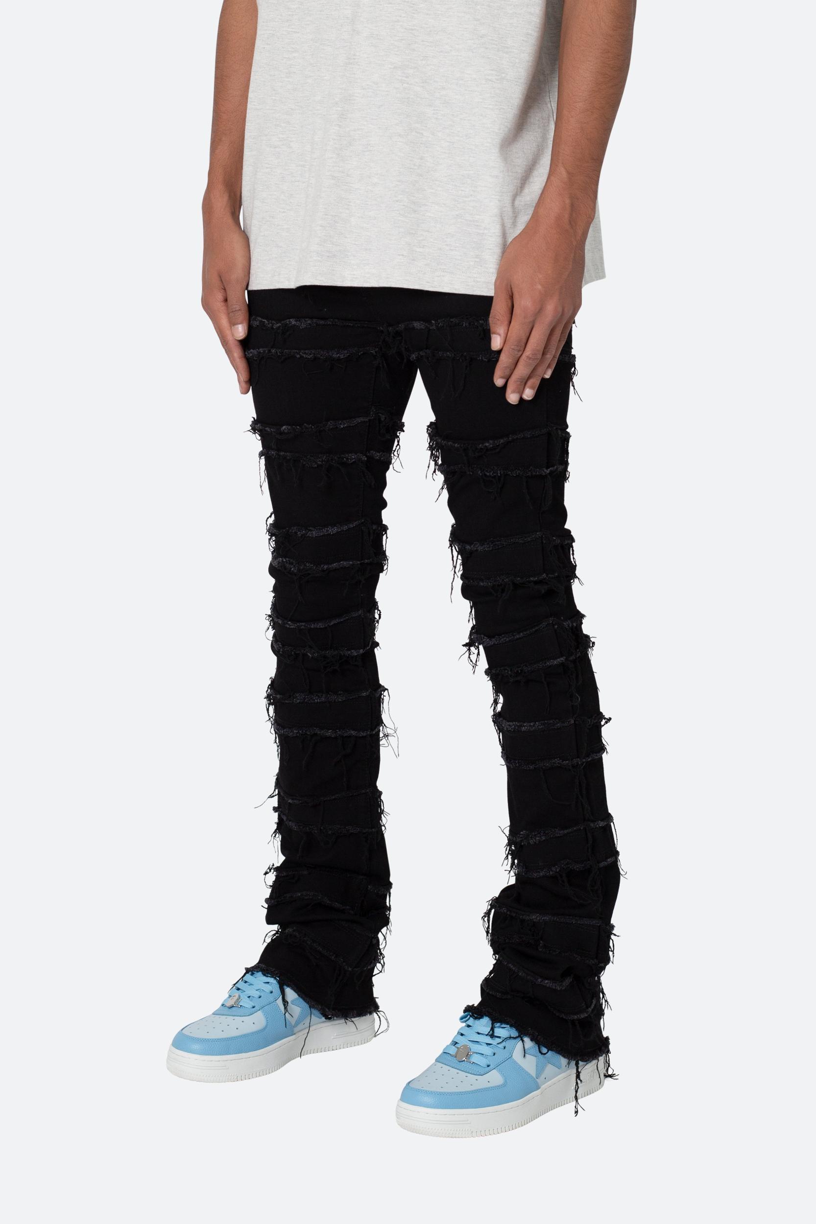 X597 Paneled Skinny Stacked Denim - Black Product Image