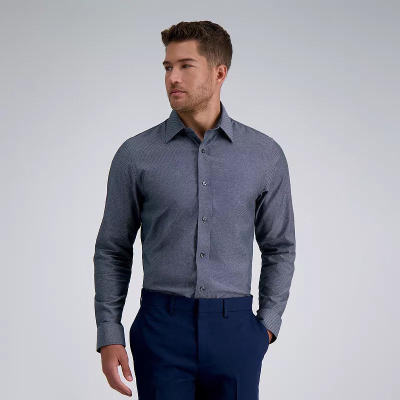 Mens Haggar Premium Comfort Slim Fit Dress Shirt Grey Geo Texture Product Image