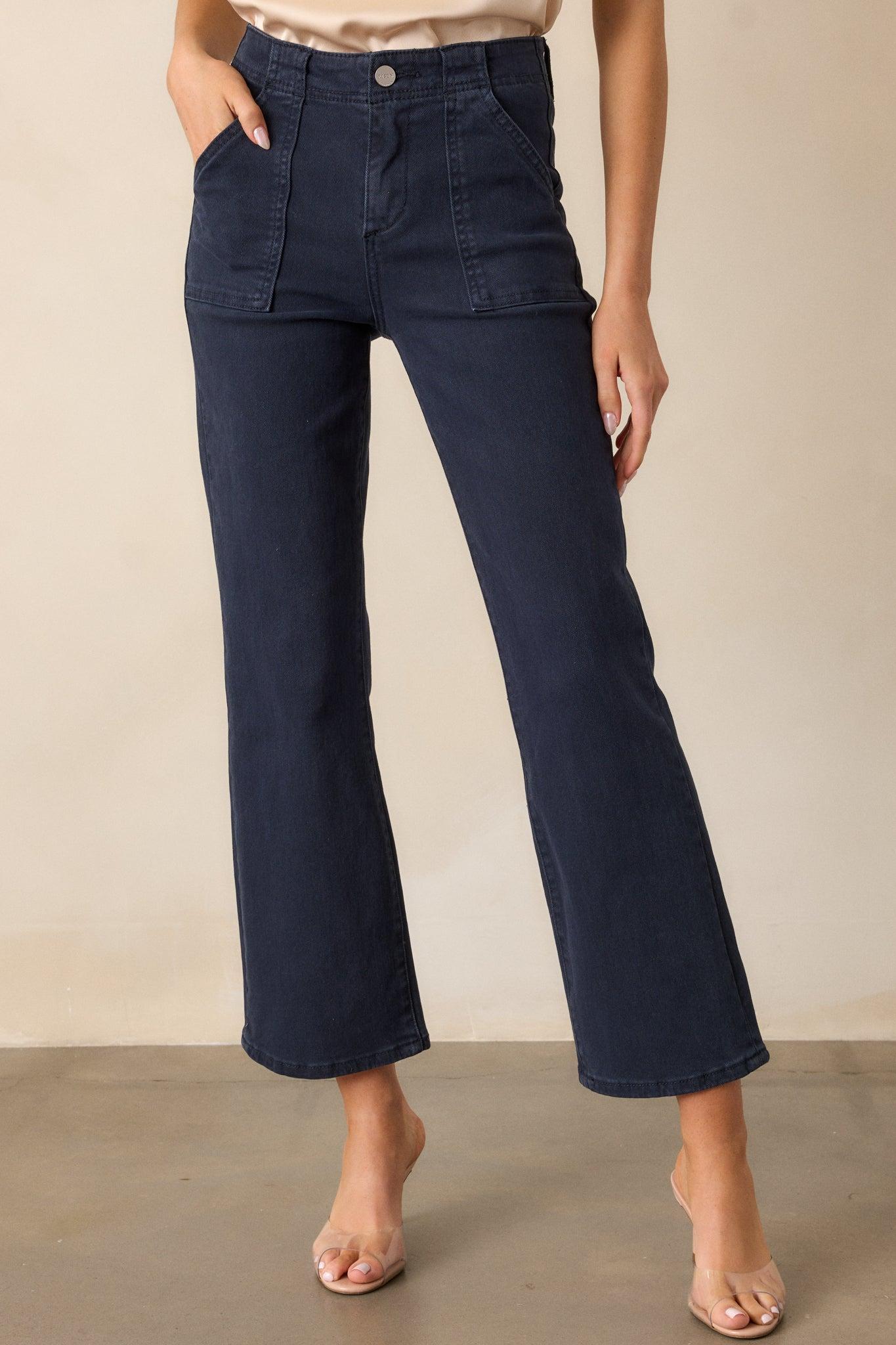 Starlit Skies Navy High Rise Ankle Jeans Product Image