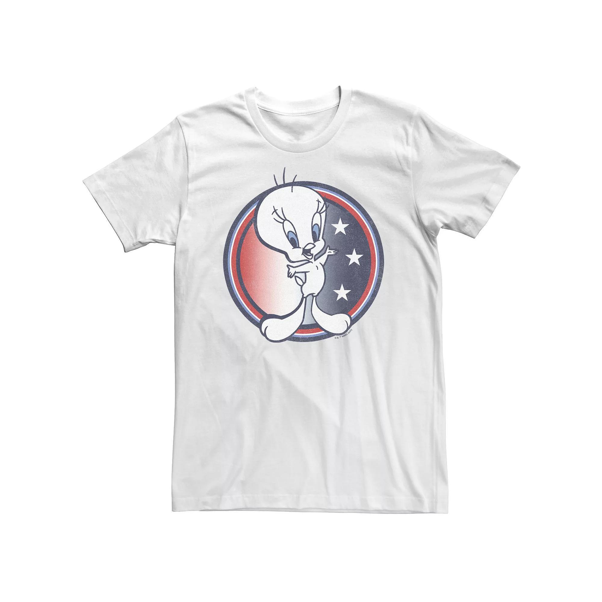 Big & Tall Looney Tunes Tweety Bird Fourth Of July Americana Circle Tee, Men's, Size: XL Tall, White Product Image