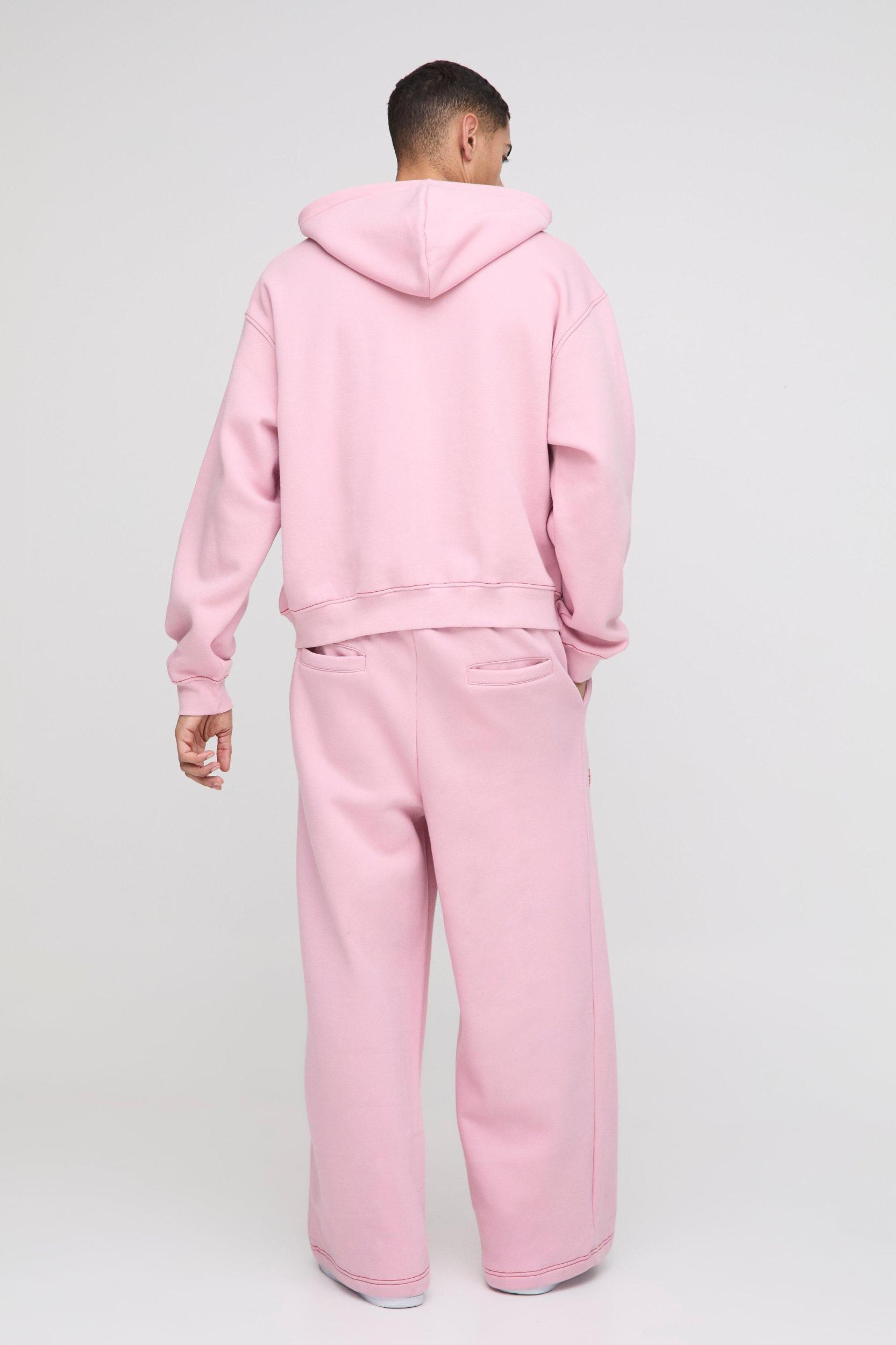 Oversized Boxy Skeleton Puff Print Contrast Stitch Zip Through Hoodie | boohooMAN USA Product Image