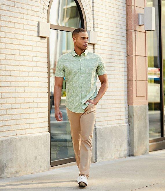 Murano From The Garden Collection Slim Fit Allover Embroidered Short Sleeve Woven Convertible Camp Shirt Product Image