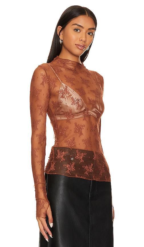 Free People Lady Lux Jacquard Sheer Mock Neck Long Sleeve Layering Top Product Image