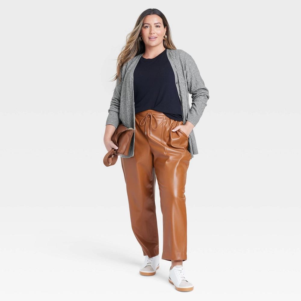 Womens Cable Cardigan - A New Day Dark 2X: Recycled Polyester Blend, V Neck, Long Sleeve, Front Button Closure Product Image