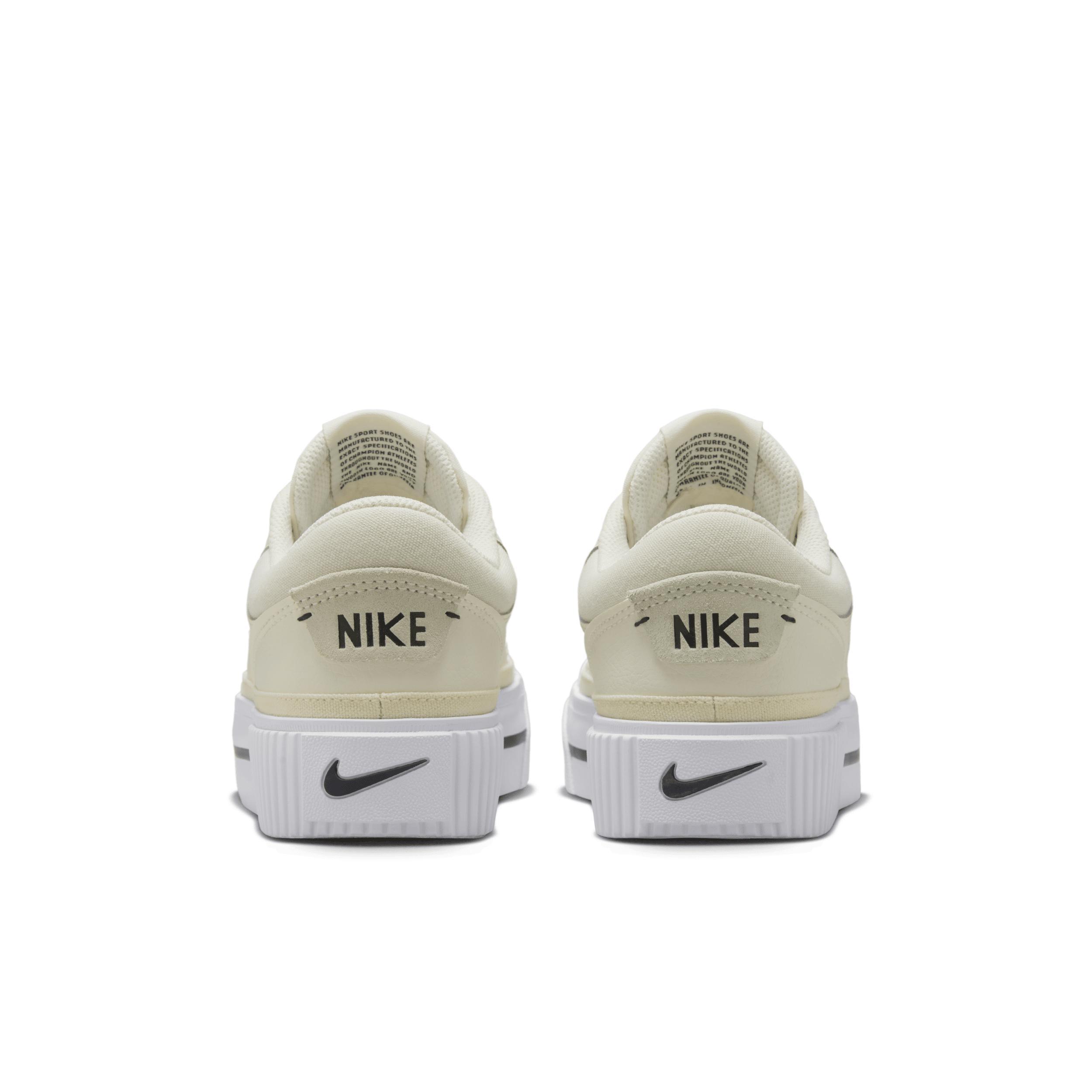 Nike Womens Court Legacy Lift LE Casual Shoes in Pale Ivory/Black/Muslin Product Image