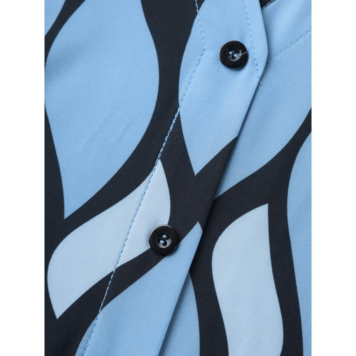 Plus Size Geometric Pattern Stretchy Waist Belted Midi Dress Multicolor Women Non Short sleeve Curvy BloomChic 28/5X Product Image