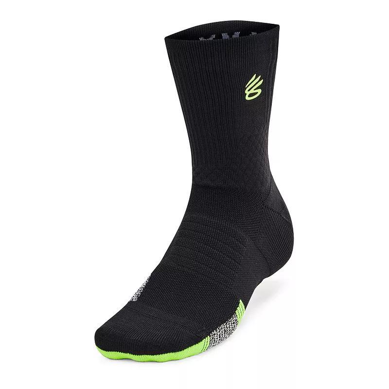 Under Armour Curry ArmourDry™ Playmaker Mid-Crew Socks, Men's, Size: Large, White Black Product Image