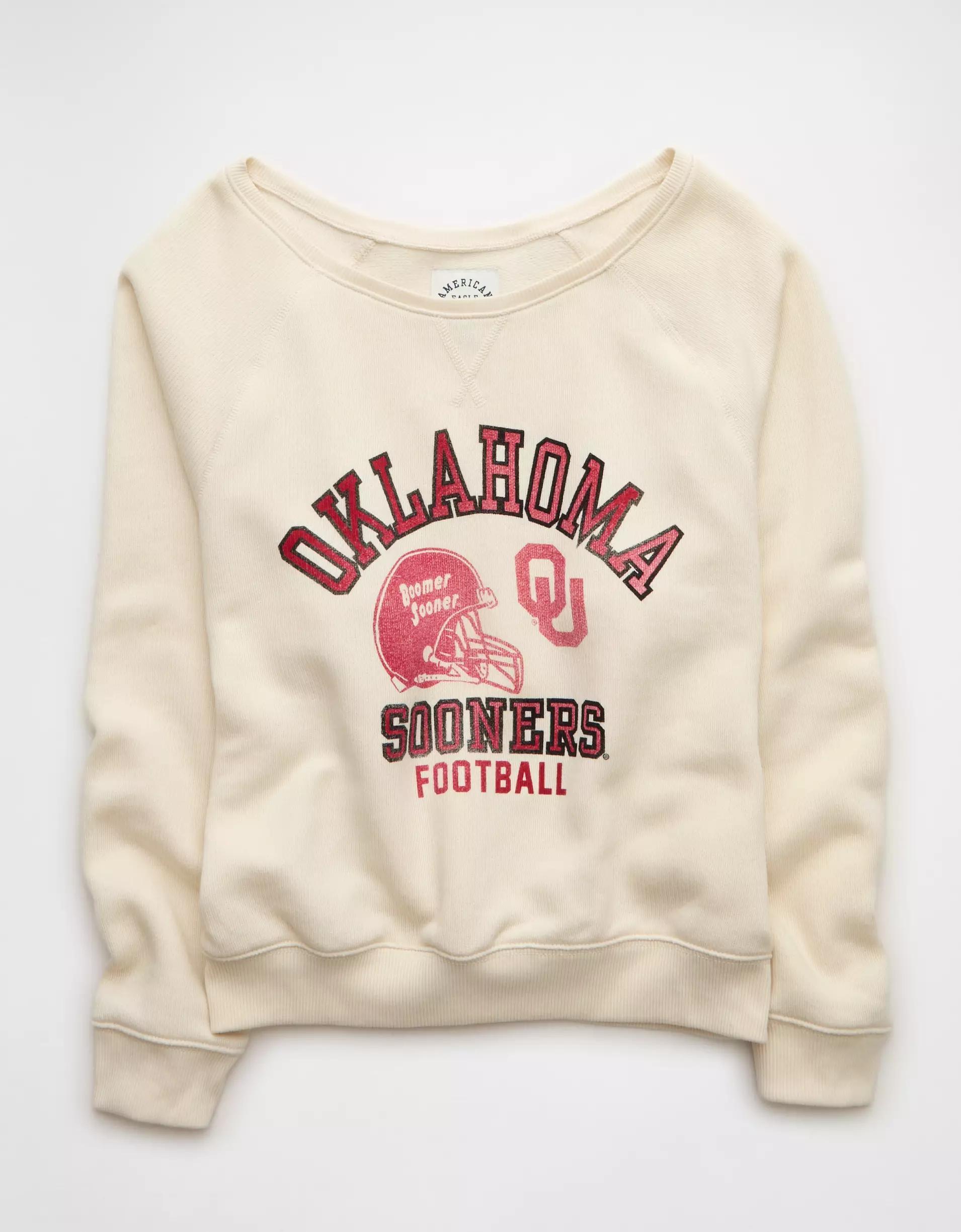 AE Oklahoma University Graphic Off The Shoulder Sweatshirt Product Image