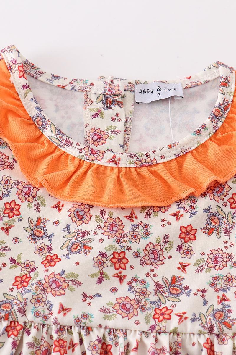 Coral floral cow applique dress Product Image
